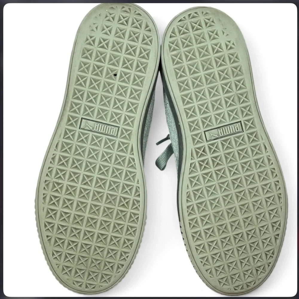 PUMA - Women's Mint Green Leather Basket Platform Sneakers Size 7.5 Shoes Unisex